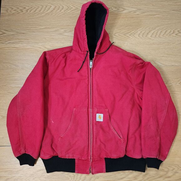 Carhartt Other - Carhartt Active Jacket Mens XXL 2XL Red Duck Canvas USA Made Distressed Vintage